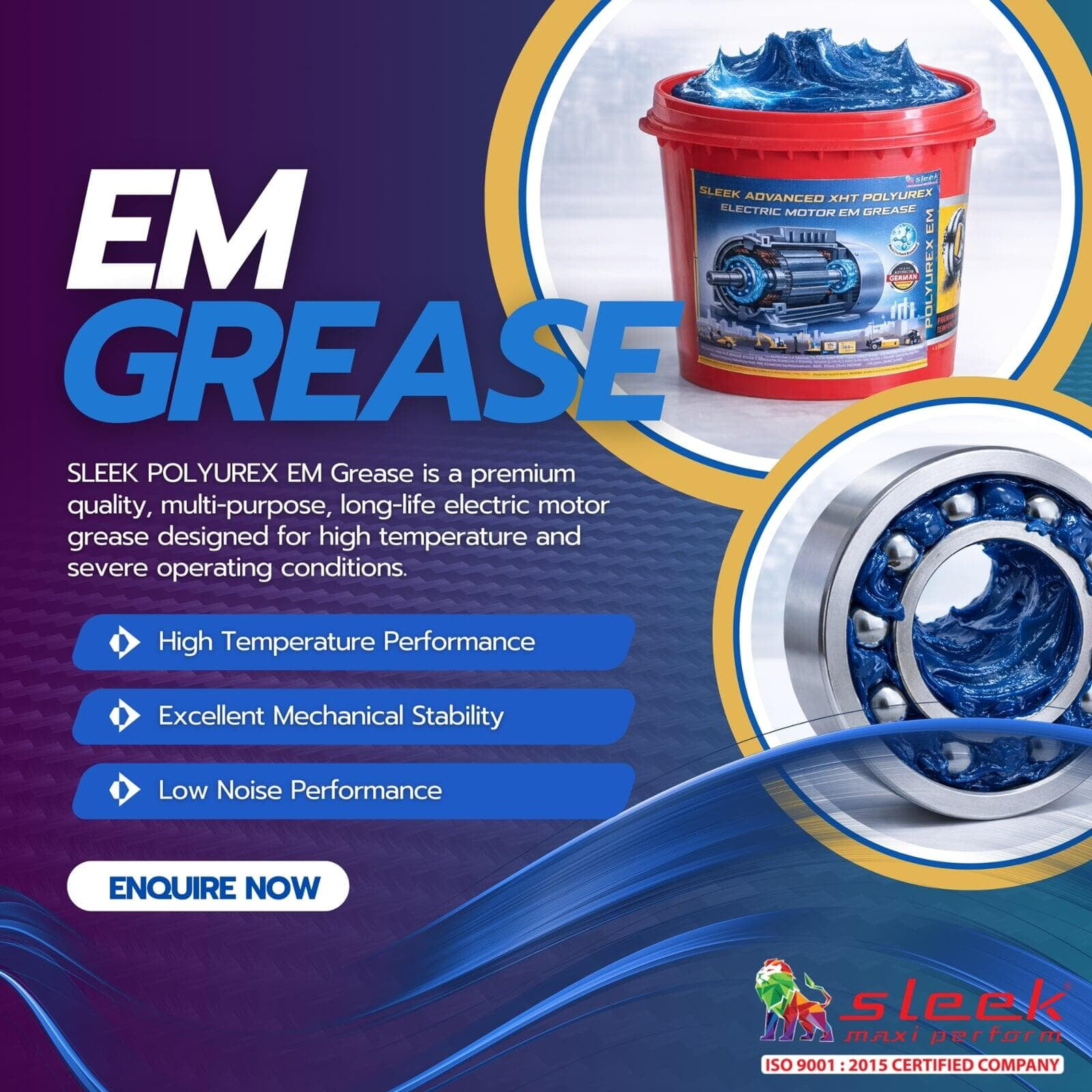 Sleek Polyurex EM Grease for Electric Motors Bearings