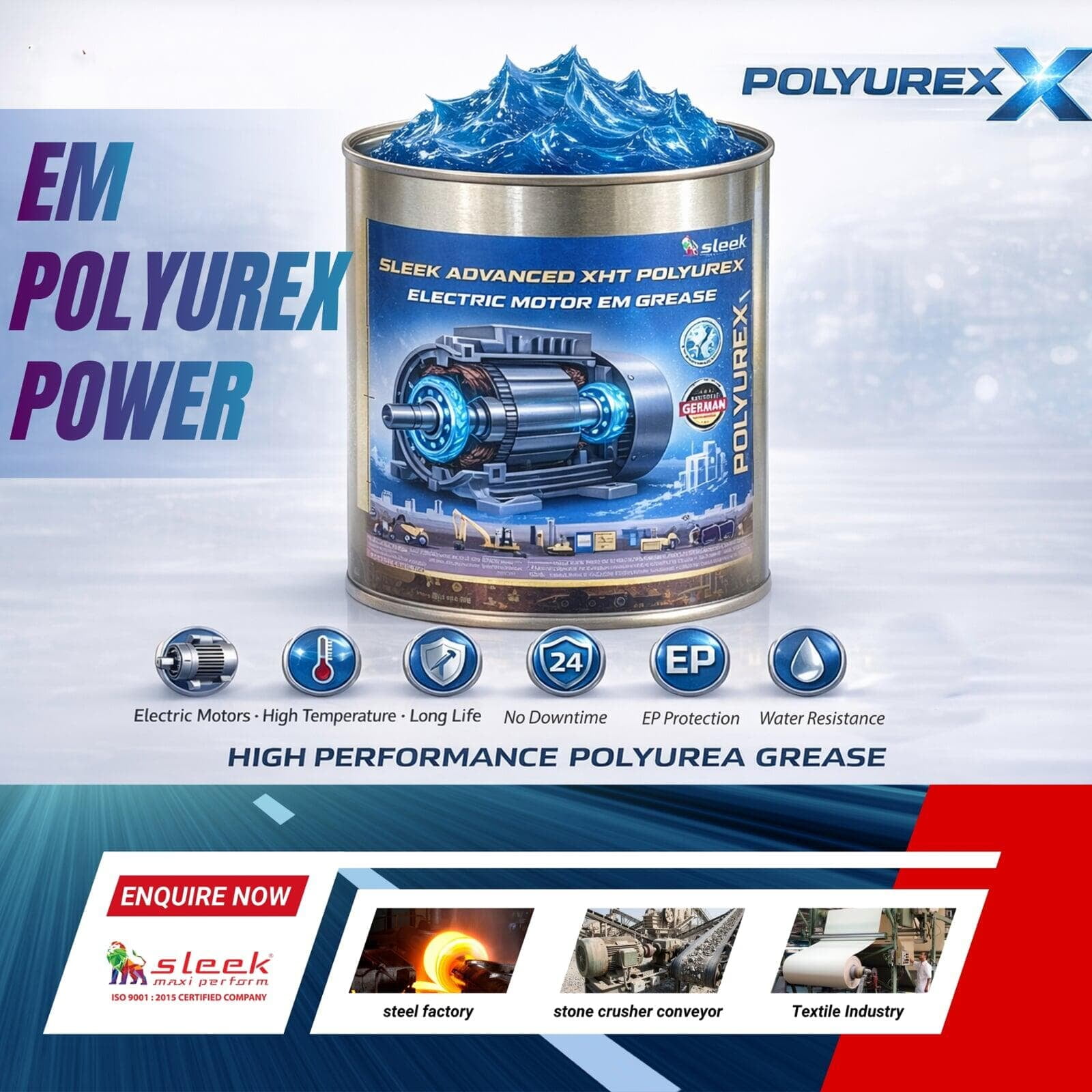 Sleek Polyurex EM Grease for Electric Motors Bearings