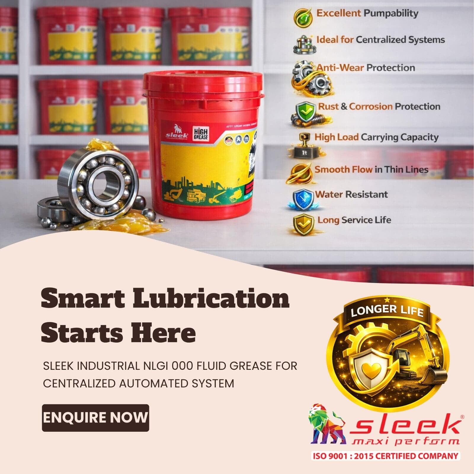 Sleek Industrial 000 Fluid Grease for Automated Lubrication System
