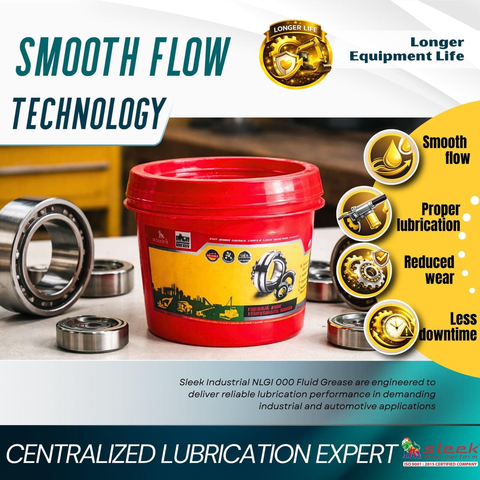 Sleek Industrial 000 Fluid Grease for Automated Lubrication System