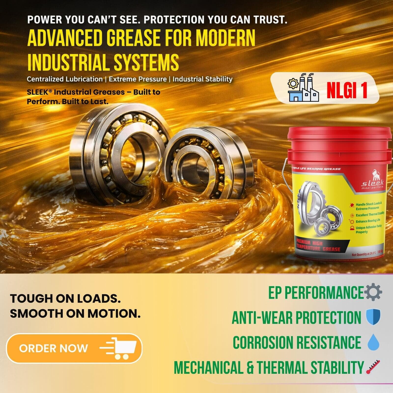 Sleek Industrial NLGI 1 Semi Fluid Grease For Automated Lubrication System
