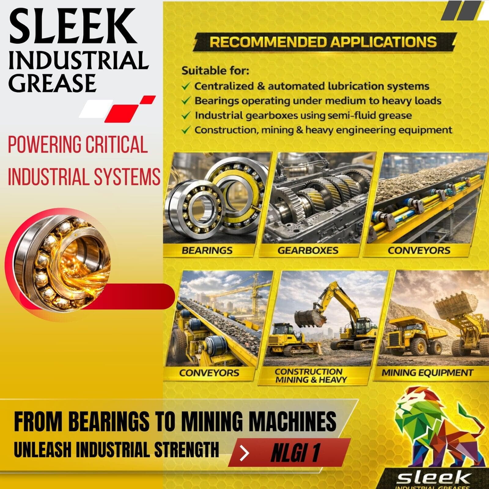 Sleek Industrial NLGI 1 Semi Fluid Grease For Automated Lubrication System